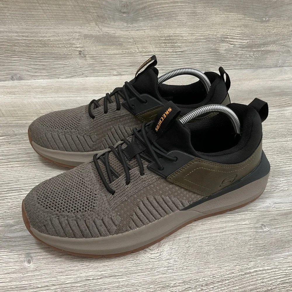 Skechers Neville Calhan Mens 9.5 Olive Black Athletic Running Sneakers 210501